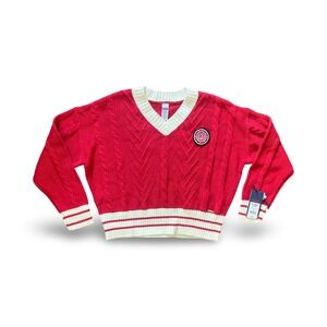 Limited Too Girls XL 14/16 Collegiate Cropped V-Neck Red Sweater Classic NWT